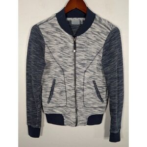 Athleta‎ Jacket Womens Small Bombastic Slub Knit Bomber Blue Heather Full Zip